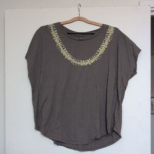 Embroidered Olive Green Women's Top
